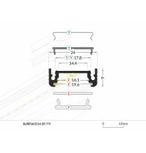 Profil LED SURFACE14 EF/TY