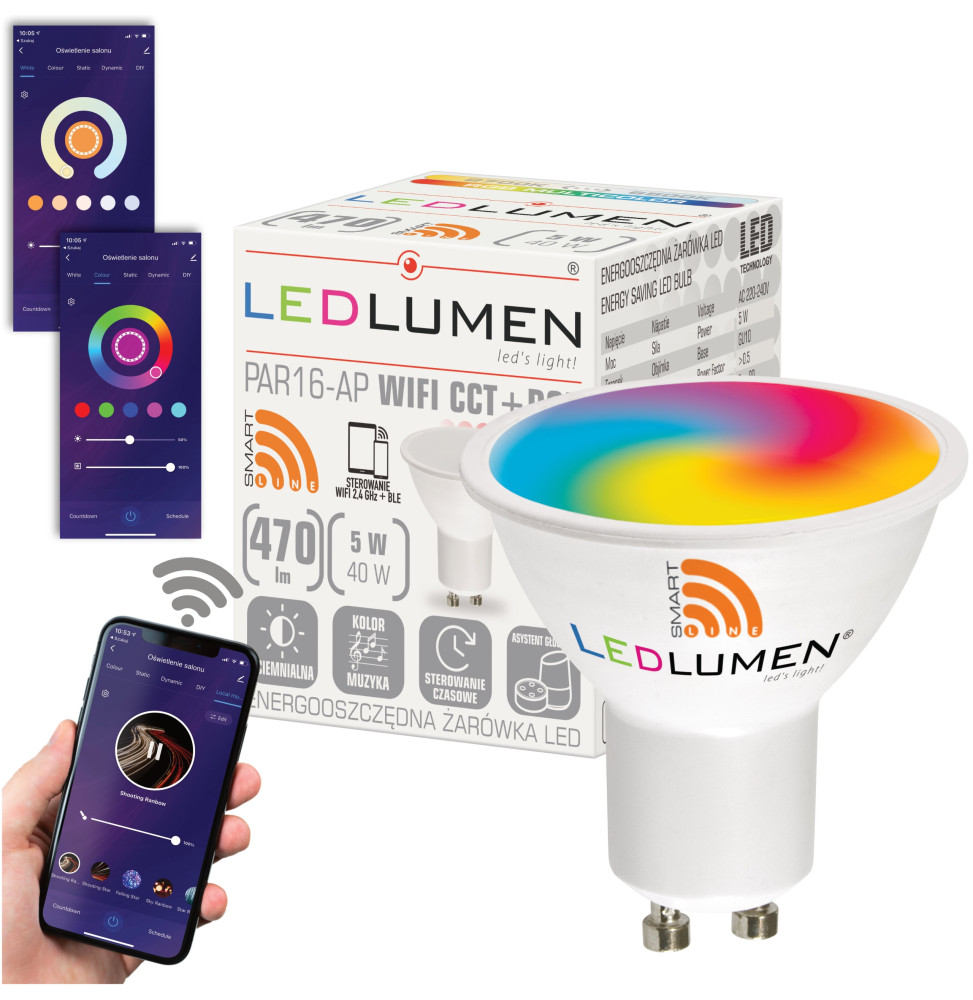PAR16-AP GU10 5W LED WiFi CCT+RGB PAR16-AP GU10 5W LED WiFi CCT+RGB