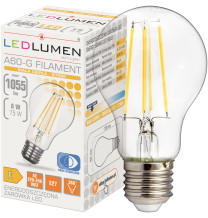 Żarówka LED A60-G E27 230V 8W FILAMENT 1055lm WW