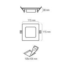 Oprawa podtynkowa LED DL-04S 9W 45x2835 WW