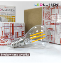 Żarówka LED G45-G E14 230V 4W FILAMENT 470lm WW