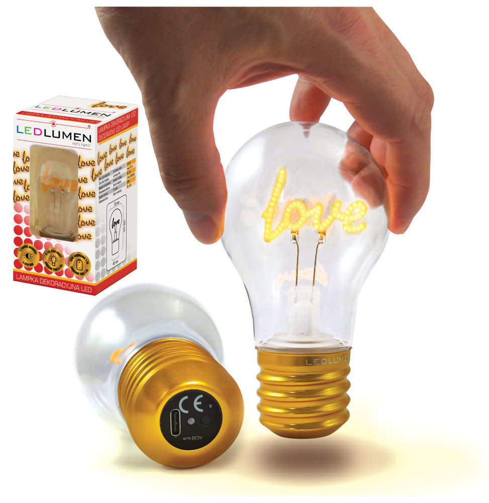 Lampka dekoracyjna LED USB-C filament NL-06 LOVE