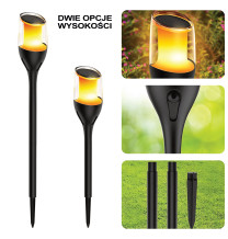 Lampa solarna ogrodowa LED wbijana pochodnia płomień IP65 SOL-08 WW