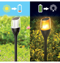 Lampa solarna ogrodowa LED wbijana pochodnia płomień IP65 SOL-08 WW