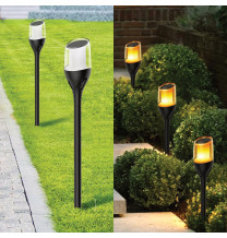 Lampa solarna ogrodowa LED wbijana pochodnia płomień IP65 SOL-08 WW