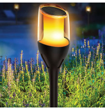 Lampa solarna ogrodowa LED wbijana pochodnia płomień IP65 SOL-08 WW
