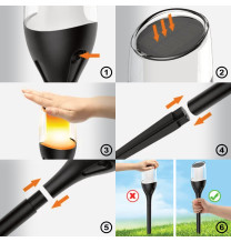 Lampa solarna ogrodowa LED wbijana pochodnia płomień IP65 SOL-08 WW