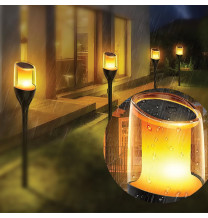Lampa solarna ogrodowa LED wbijana pochodnia płomień IP65 SOL-08 WW